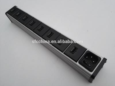 China ETL Approved alu- alloy 5V 2.1A USB 8 port Smart charge strip for sale