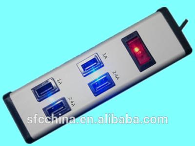 China 5V 2.4A and 1A USB 4-PORT CHARGING STATION FOR iPad mobile MP3 for sale