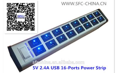 China 5V 2.4A USB 16-PORT CHARGING STATION FOR iPad mobile MP3 for sale