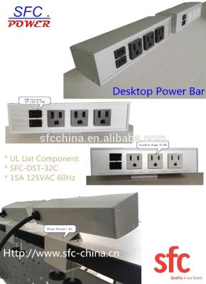 China Electriduct Edge Mount Desktop Power Center 3 Outlets & 2 USB Ports for sale