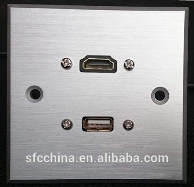 China HDMI & USB aluminum alloy wall plate for sale