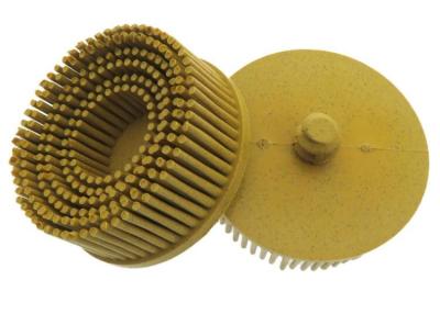 China Yellow Abrasive Bristle Disc Brush Tapered 2 Inch Diameter Grade 80 Grit for sale
