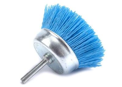 China 75 MM OD Mounted Blue Nylon Cup Brush , Abrasive Cup Brush For Remove Paints for sale