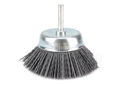China Grey Nylon Filament Nylon Abrasive Cup Brush With Shank Applied Polish the Wood for sale