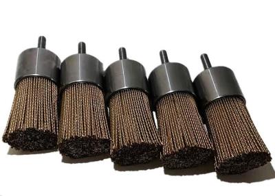China 25mm Solid Shank Brass Coated Steel Wire End Brush for Cleaning and Polishing for sale