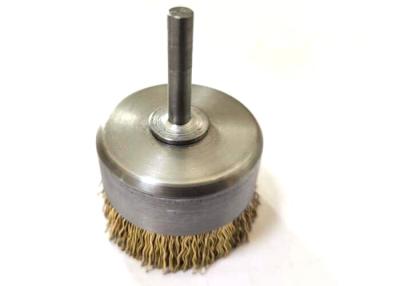 中国 Spindle Stem Mounted 2 Inch Wire Drill Brass Wire Cup Brush Fine Crimped 販売のため