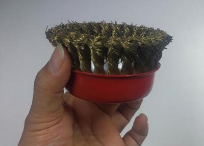 China 4 Inch OD Twisted Knot Brass Wire Cup Brush 16mm Inner Hole For Removing Paint à venda