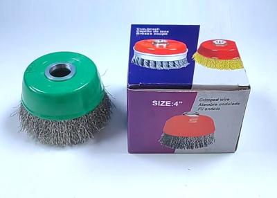 China Stainless Steel Wire 100mm Crimped Wire Cup Brush for Rust and Paint Removal for sale