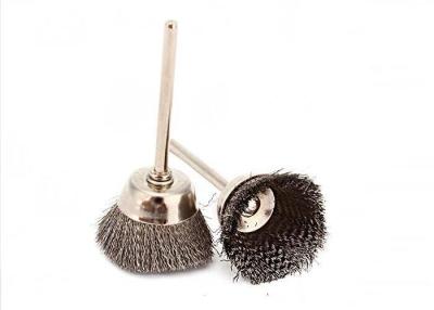 China 3Mm Shank Steel Wire Cup Brush / Rotary Steel Wire Miniature Cup Brushes 16mm OD for sale