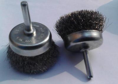 China 3 Inch Stem Mounted Stainless Steel Cup Brush / Crimped Cup Brush For Edge Blending for sale