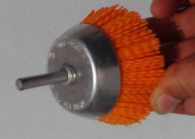China Yellow Bristle 3 Inch OD Nylon Abrasive Cup Brush 120 Grits For Polish the Wood for sale