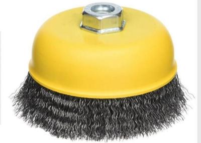 China Yellow Color Cup Wire Brush Crimped , Grinder Wire Cup Brush For Angle Grinder for sale