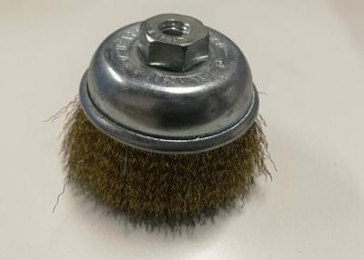 China Fast Removal Paint Crimped Wire Cup Brush / Brass Wire Brush Wheel 75MM OD for sale