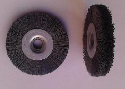 China 100 Mm OD Round Abrasive Nylon Bristle Brushes 55mm Middle Plate 10mm Face Width for sale