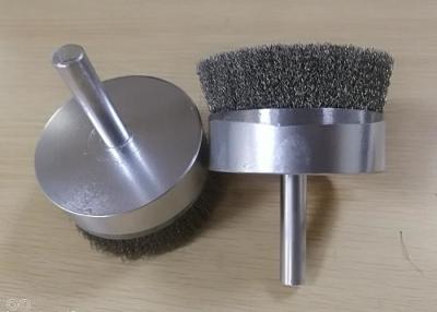 China Spindle Stem Mounted Crimped Wire Cup Brush For Drill 75mm Diameter 20mm Shank for sale