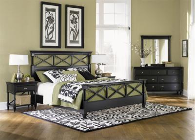 China Solid Wooden Youth Hotel Bedroom Furniture Sets Classical Black for sale