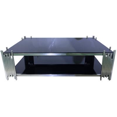 China Home Furniture Tubular Silver Coffee Table With Tempered Glass Wholesale for sale