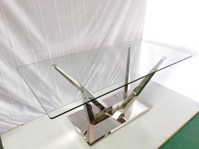 China Mesa de comedor de cristal con 6 mesas de comedor de piedra de mármol de acero inoxidables de las sillas en venta