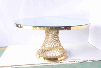 China Glass Top Round Dining Table Set Hotel Furniture Customized Size zu verkaufen