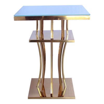China Optional Color Glass Top Bar Table Stainless Steel Gold Bar Furniture à venda