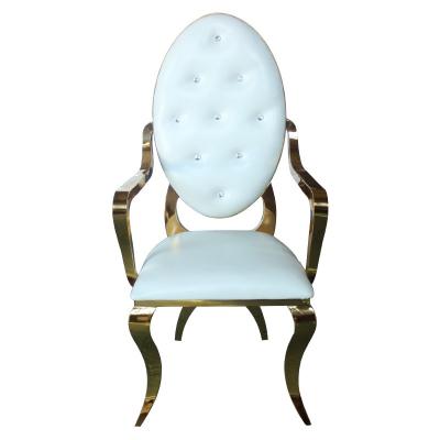 China Popular bride and groom chair big oval back chair gold X leg for wedding event for sale