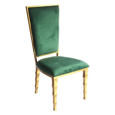 China Dark Green Velvet Stainless Steel Hotel Chair for sale