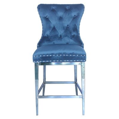 China Romantic Blue Color Bar Chair High Back Heavy Base for sale