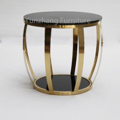China Simple Item Round Side Table SS Base Tempered Glass Sofa Table for sale