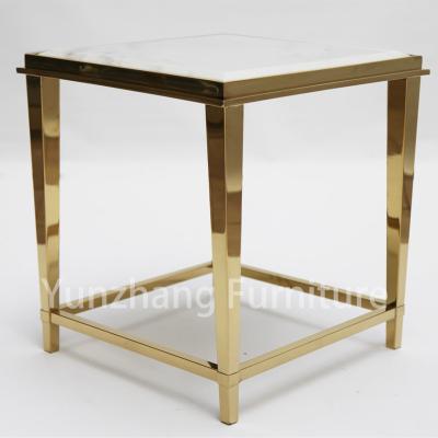 China SS 201 Base Luxury End Table Marble Patterned Tabletop Living Room Furniture Sofa Table for sale