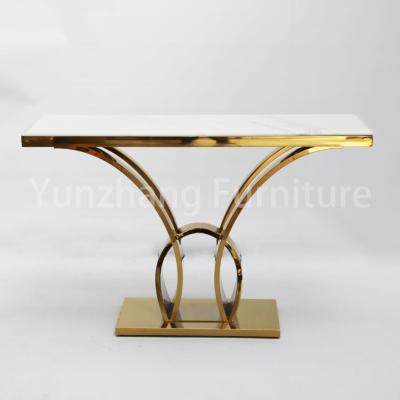 China Rectangle Marble Console Table Gold 201 Stainless Steel Base Living Room Set for sale