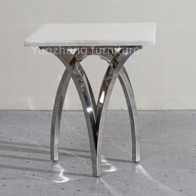 China Hotel Furniture Sofa Side End Table Line Sense Silver Low Key Design for sale