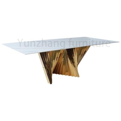 China Large Rectangle Dining Marble Table Chair Set For Home / Restaurant / Office / Hotel for sale