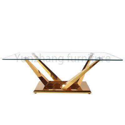 China Unique Square Dining Table Metal Base Tempered Glass Top For Dining Room for sale