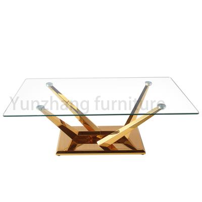 China Unique Modern Rectangular Glass Dining Table 8 Seats For Family Te koop