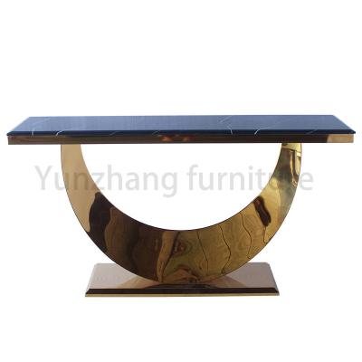 China Modern Design Half Moon Table Marble Top And Gold Console Sofa for sale