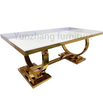 China 201 Stainless Steel Luxury Rectangle Dining Table Home Furniture for sale