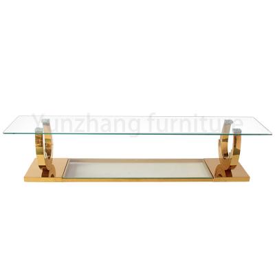 China Rectangular Coffee Table Shelves Transparent Glass Simple Style for sale