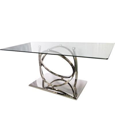 China 10mm Top Thickness Modern Rectangular Table Base With Glossy Finish Luxury Furniture for sale