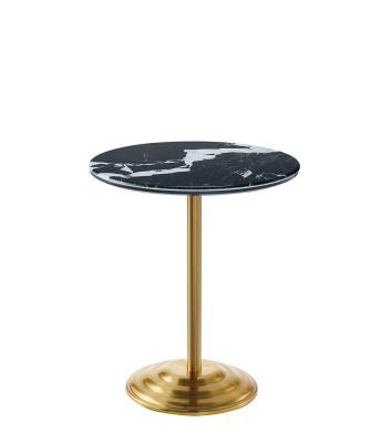 China Modern Style Marble and brass Table Antiqued brass color round end table for sale
