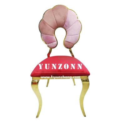 Китай Стул для банкета в стиле тыквы с дизайном спинки для модных мероприятий, аренда мебели, золотая нержавеющая сталь, для отелей и ресторанов продается