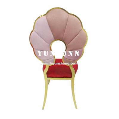 Китай Стул для банкета в стиле тыквы с дизайном спинки для модных мероприятий, аренда мебели, золотая нержавеющая сталь, для отелей и ресторанов продается