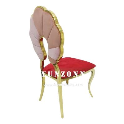 Китай Стул для банкета в стиле тыквы с дизайном спинки для модных мероприятий, аренда мебели, золотая нержавеющая сталь, для отелей и ресторанов продается