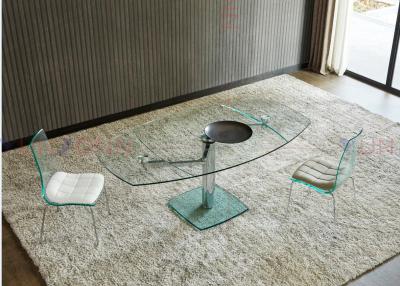 China Extendable Flexible Multifunctional Dining Table With Two Leaf Glass Top for sale