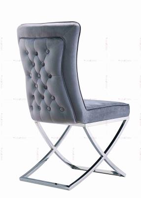 China YUNZONN Luxury Fabric Design Stainless Steel Legs Dining Chair for sale