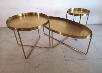 China Acero inoxidable de la mesa de centro D60xH50cm 201 laterales de oro de la tabla de té del metal en venta