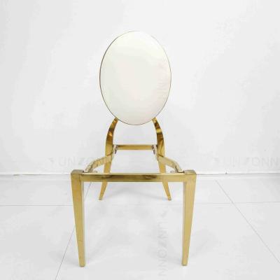 China Classic PU Cushion Wedding Banquet Chair White Metal Dining Room Chairs Dismantle Model for sale