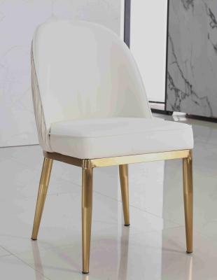 China White Velvet Fabric Padded Dining Room Chairs Simple Series Gold Stainless Steel Frame for sale