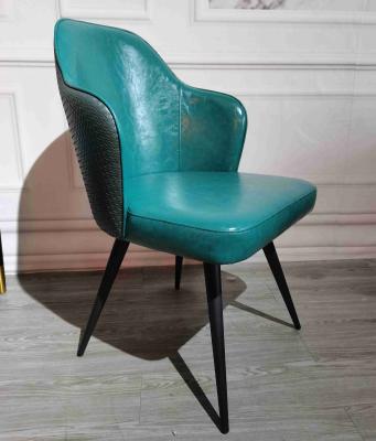 China Home Blue nordic design dining chairs Light Luxury Leather Backrest Chair for sale