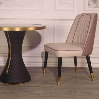 China Hotel Solid Wood Back Chair PU High Elastic Sponge Padded Dining Room Chairs for sale