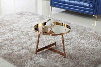 China Interior Stainless Steel Shining Coffee Table Round Rose Gold Living Room Furniture for sale